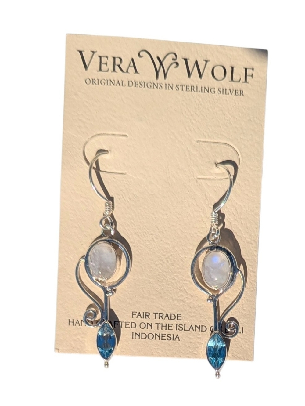 Vera Wolf Sterling Silver Moonstone Blue Topaz Earrings